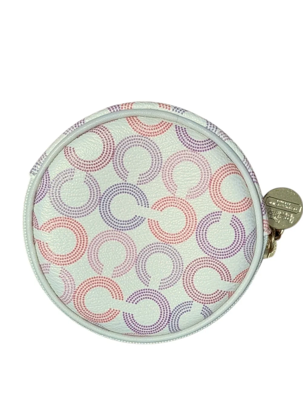 Coach Round Coin Pouch in Pastel Pink, Lavender & Mint